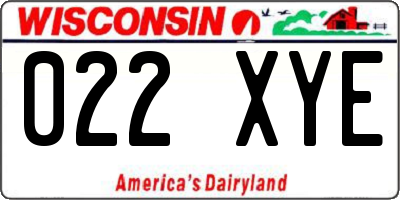 WI license plate 022XYE