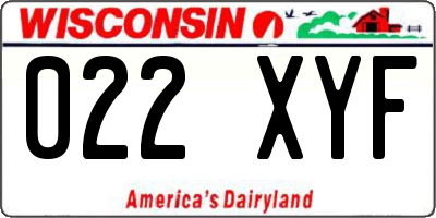WI license plate 022XYF