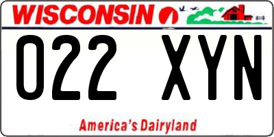 WI license plate 022XYN