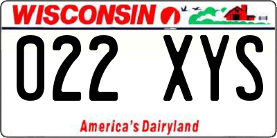 WI license plate 022XYS