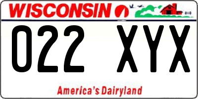 WI license plate 022XYX