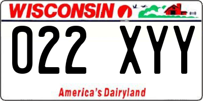 WI license plate 022XYY