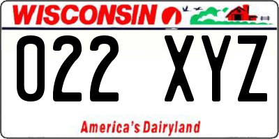 WI license plate 022XYZ