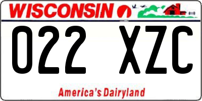 WI license plate 022XZC
