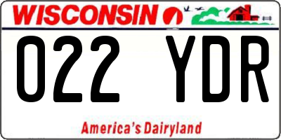 WI license plate 022YDR