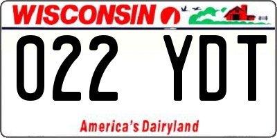 WI license plate 022YDT