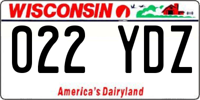 WI license plate 022YDZ