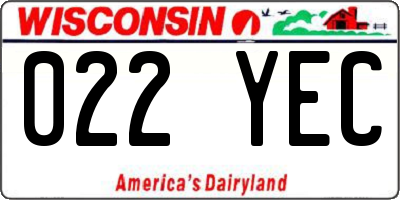 WI license plate 022YEC