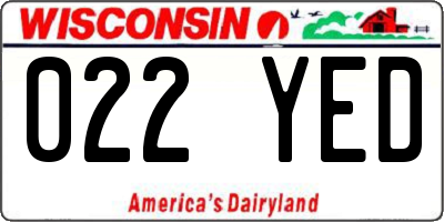 WI license plate 022YED