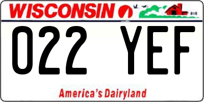 WI license plate 022YEF