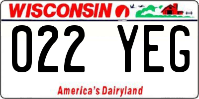 WI license plate 022YEG