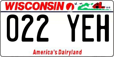WI license plate 022YEH