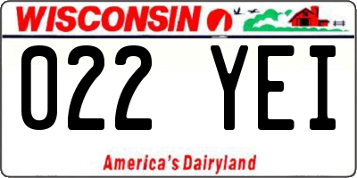 WI license plate 022YEI