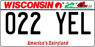 WI license plate 022YEL