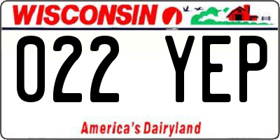 WI license plate 022YEP