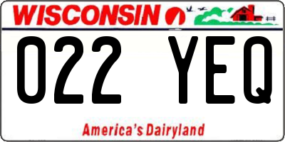 WI license plate 022YEQ