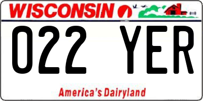 WI license plate 022YER