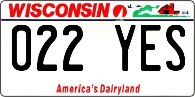 WI license plate 022YES