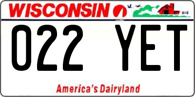 WI license plate 022YET