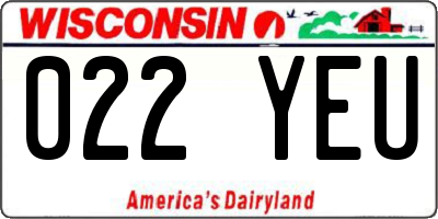 WI license plate 022YEU