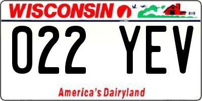 WI license plate 022YEV