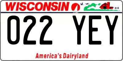 WI license plate 022YEY