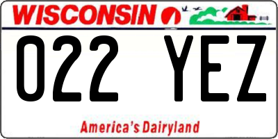 WI license plate 022YEZ