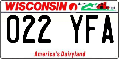 WI license plate 022YFA