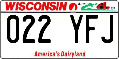 WI license plate 022YFJ