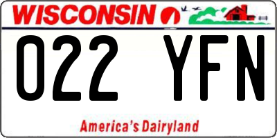 WI license plate 022YFN