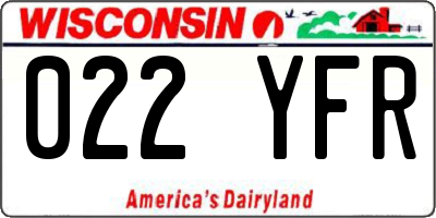 WI license plate 022YFR