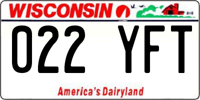 WI license plate 022YFT