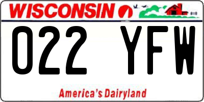 WI license plate 022YFW