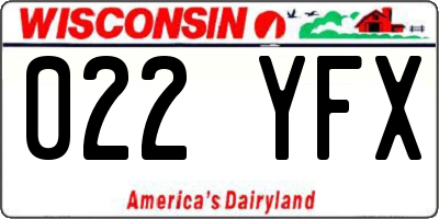 WI license plate 022YFX