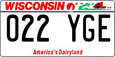 WI license plate 022YGE