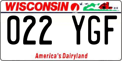 WI license plate 022YGF