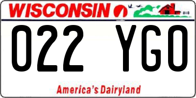 WI license plate 022YGO