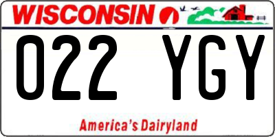 WI license plate 022YGY