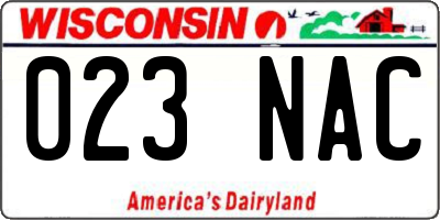 WI license plate 023NAC