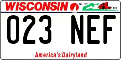 WI license plate 023NEF