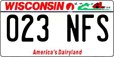 WI license plate 023NFS