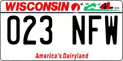 WI license plate 023NFW