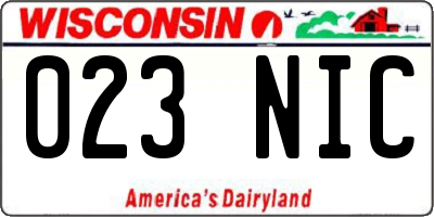 WI license plate 023NIC