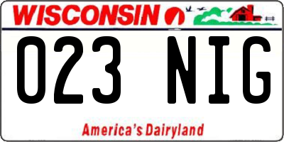 WI license plate 023NIG