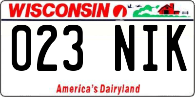 WI license plate 023NIK