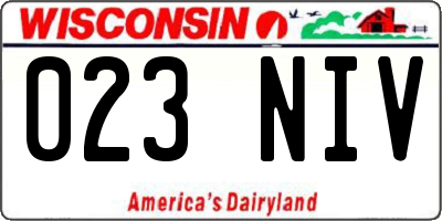 WI license plate 023NIV
