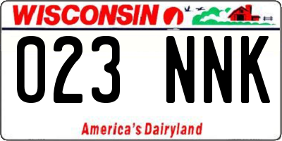 WI license plate 023NNK