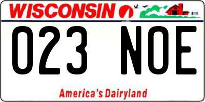 WI license plate 023NOE