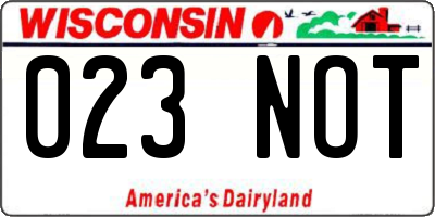 WI license plate 023NOT