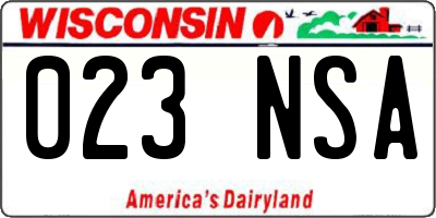 WI license plate 023NSA
